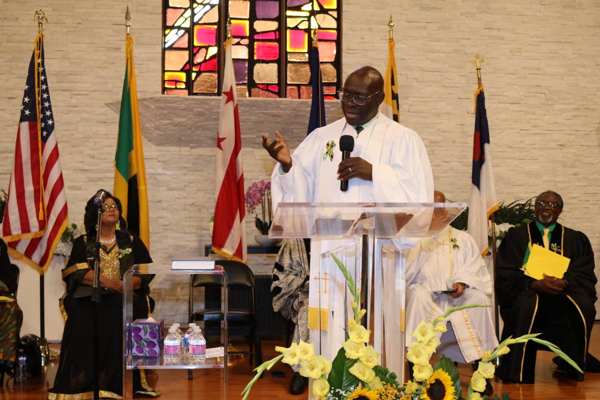 Rev Eron Henry, editor at Judson Press and former communications director of the Baptist World Alliance, delivers the sermon during the service of thanksgiving marking Jamaica’s 64th anniversary of Independence and the 188th anniversary of Emancipation a