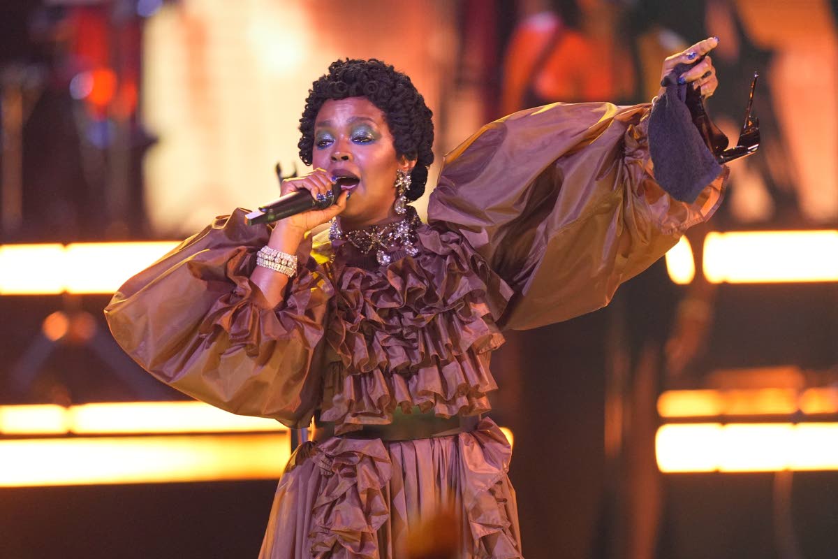 Lauryn Hill accepts the living legend icon award during the BET Awards on Sunday, June 28, at the Peacock Theater in Los Angeles.