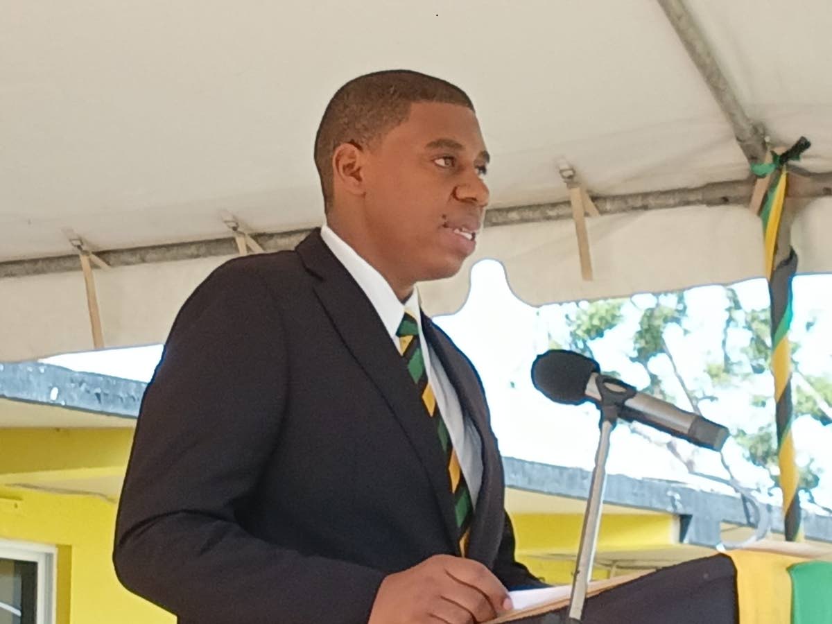 Stevon Sheriffe, Acting Custos of St Elizabeth, addresses the Independence Flag-Raising Ceremony at Black River High School in St Elizabeth on Thursday, August 6.