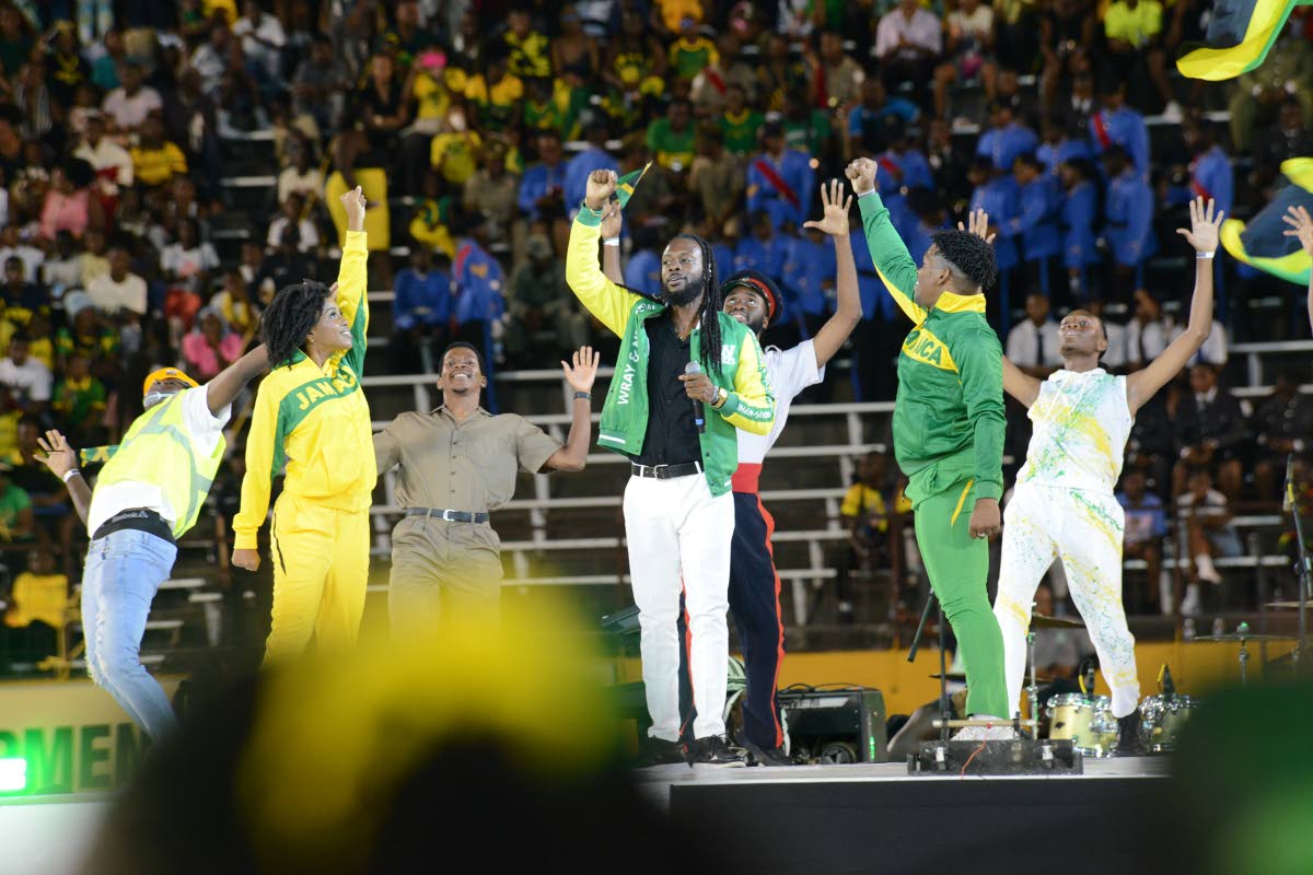 Festival Song winner dBURNZ (centre) had the crowd waving to the chorus of his song ‘I Love Jamaica’.