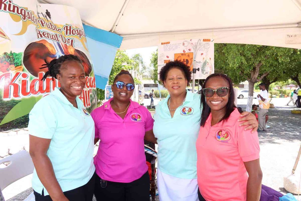 From left: Camille Hanson, dialysis technician; Shaunakaye Miller-Francis, senior certified nephrology nurse; Jacqueline Wallace, senior certified nephrology nurse; and Anthonia Richards-Stewart, nurse manager, Renal Unit, represented the Kingston Public H