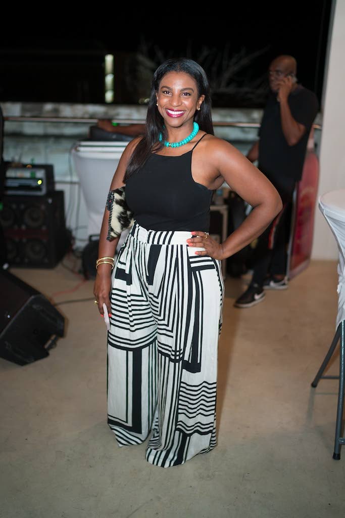 Dr Astrid Batchelor, obstetrician and gynaecologist, rocks black-and-white palazzo pants with a black camisole. 