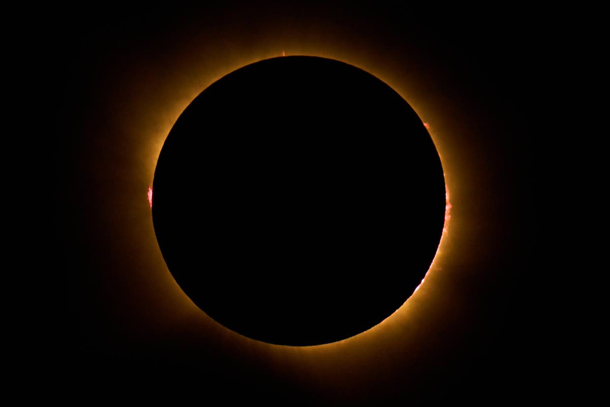 A total solar eclipse is seen from Berlanga de Duero, central Spain, Wednesday.