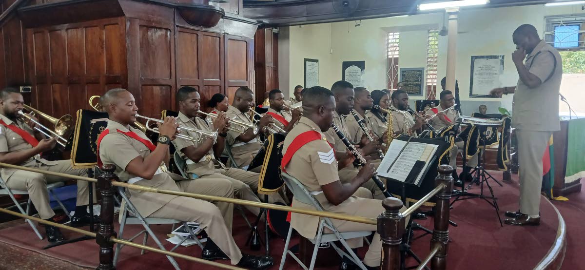 The Jamaica Military Band, under the baton of Warrant Officer Class I Gregory Nicholson, provides entertainment at the recent event at East Queen Street Baptist Church in downtown Kingston to honour ‘emancipator’ Philip Beekman Livingston Jr.