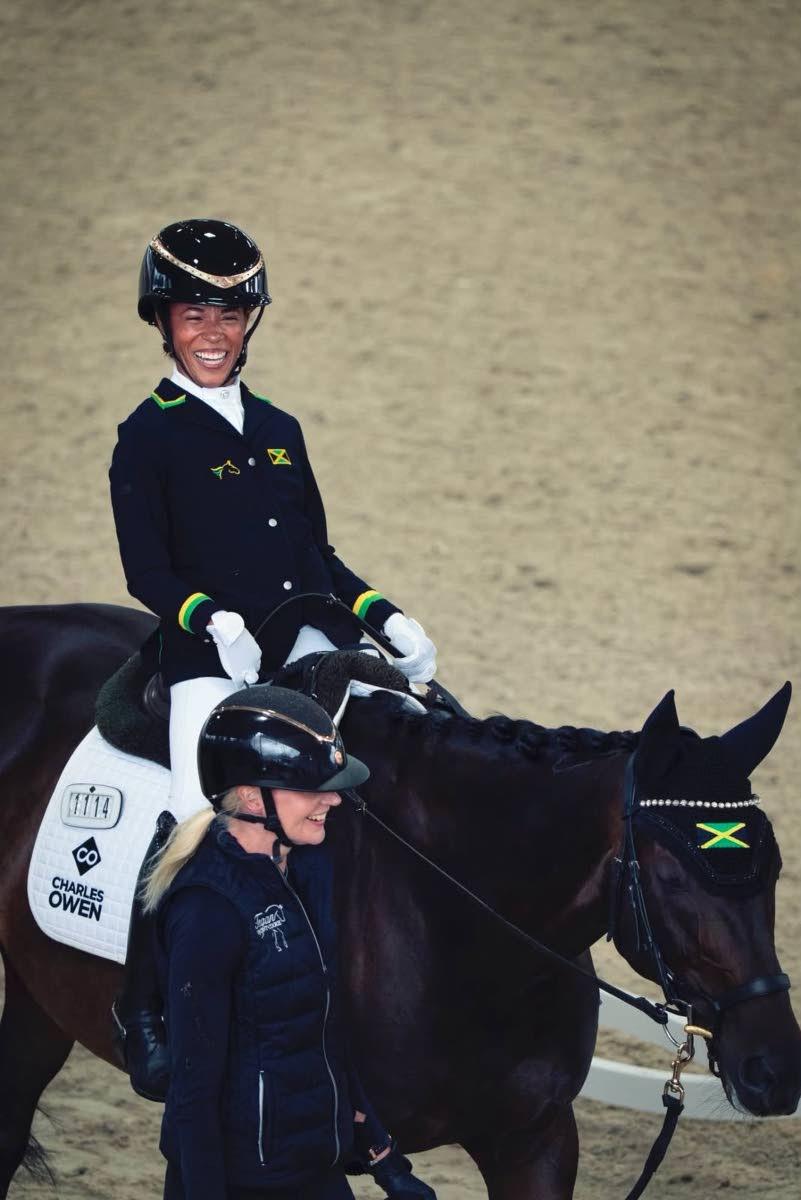 Vincent-Cooke and Stolen Kiss (Coco), the horse that carried her from novice competition to the FEI World Championships in Aachen, Germany.