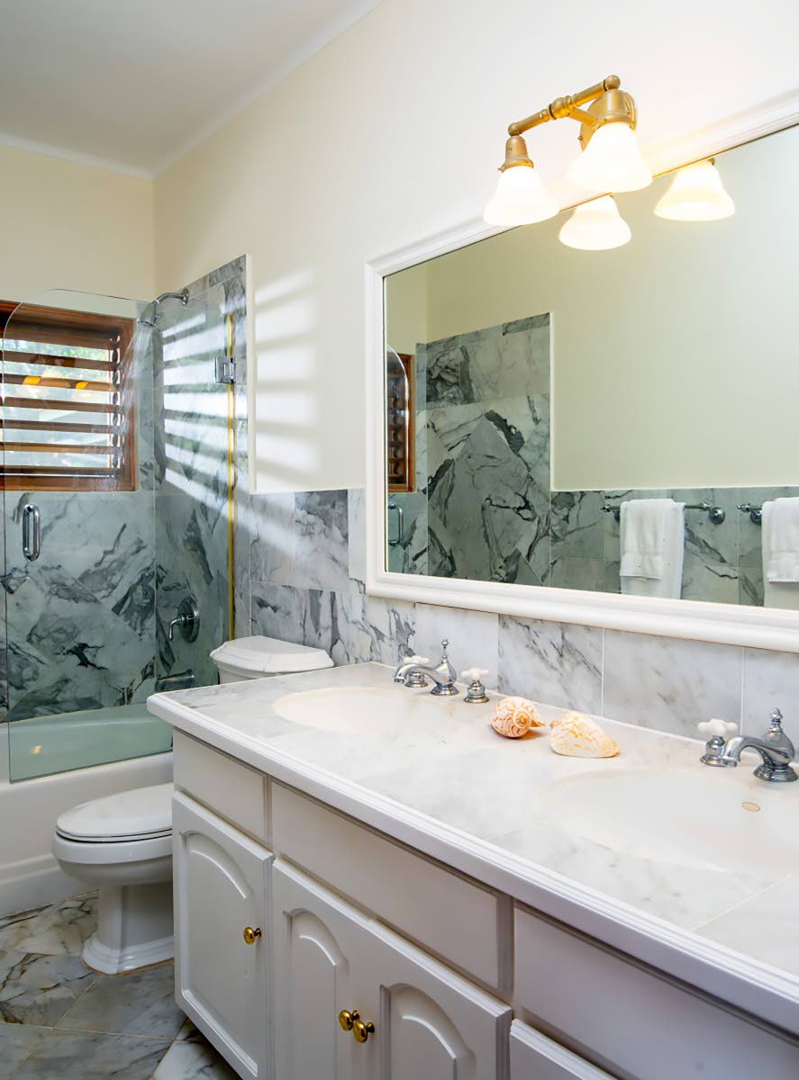 A marble-finished bathroom. 