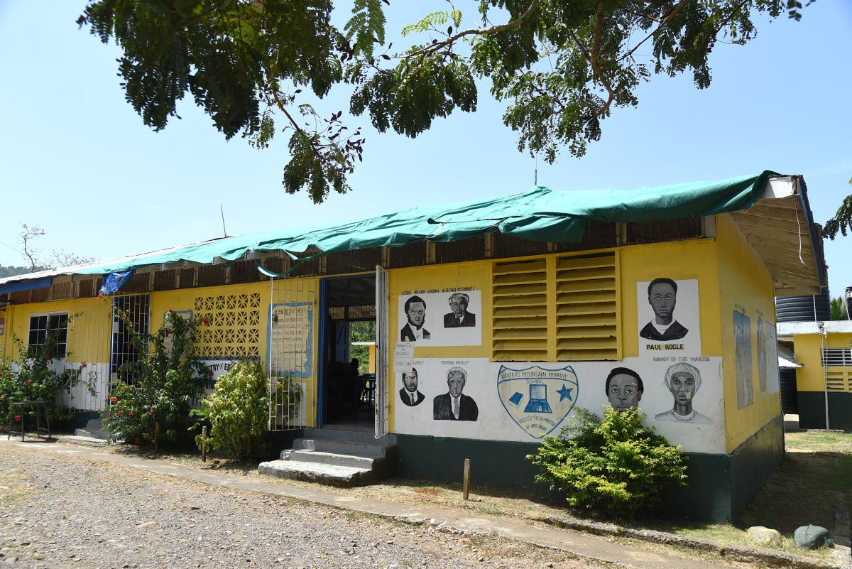 The roof on this building at Baxter’s Mountain Primary School has not been repaired since the passage of Hurricane Melissa last October.