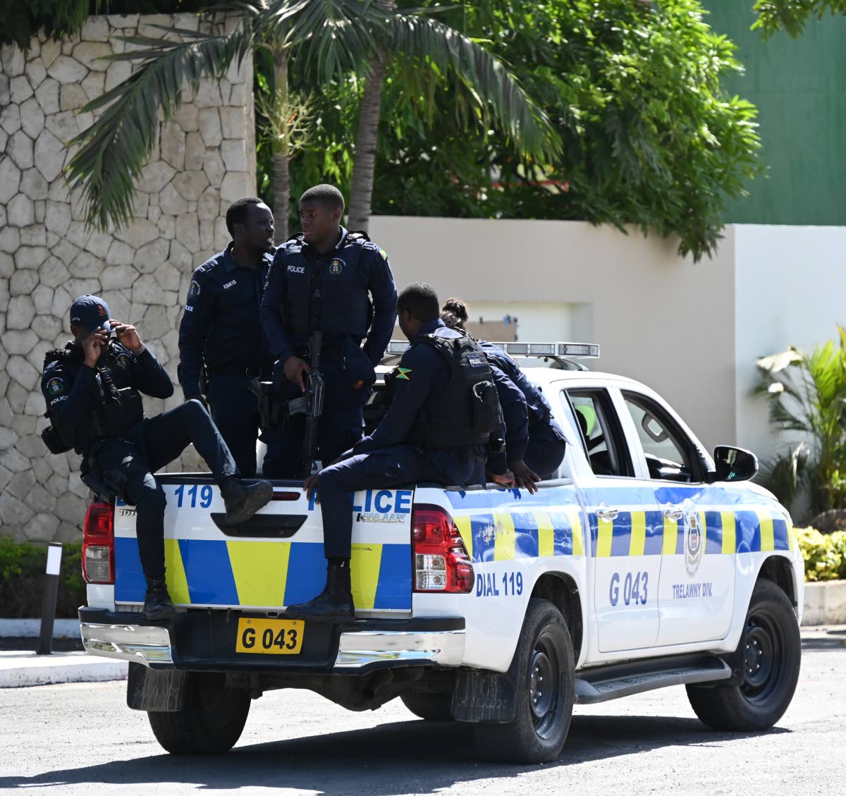 Members of the Jamaica Constabulary Force were present during Prime Minister Dr Andrew Holness’s visit to Coopers Pen in Trelawny on Friday.