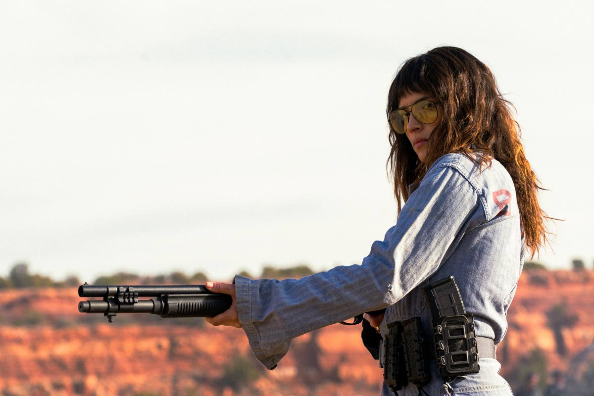 Adria Arjona in a scene from ‘Onslaught’.