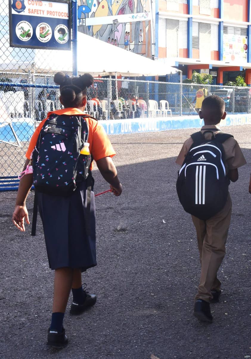 Students of Edward Seaga Primary School in Kingston arrive for classes on the first day of the 2026-27 academic year last Monday.