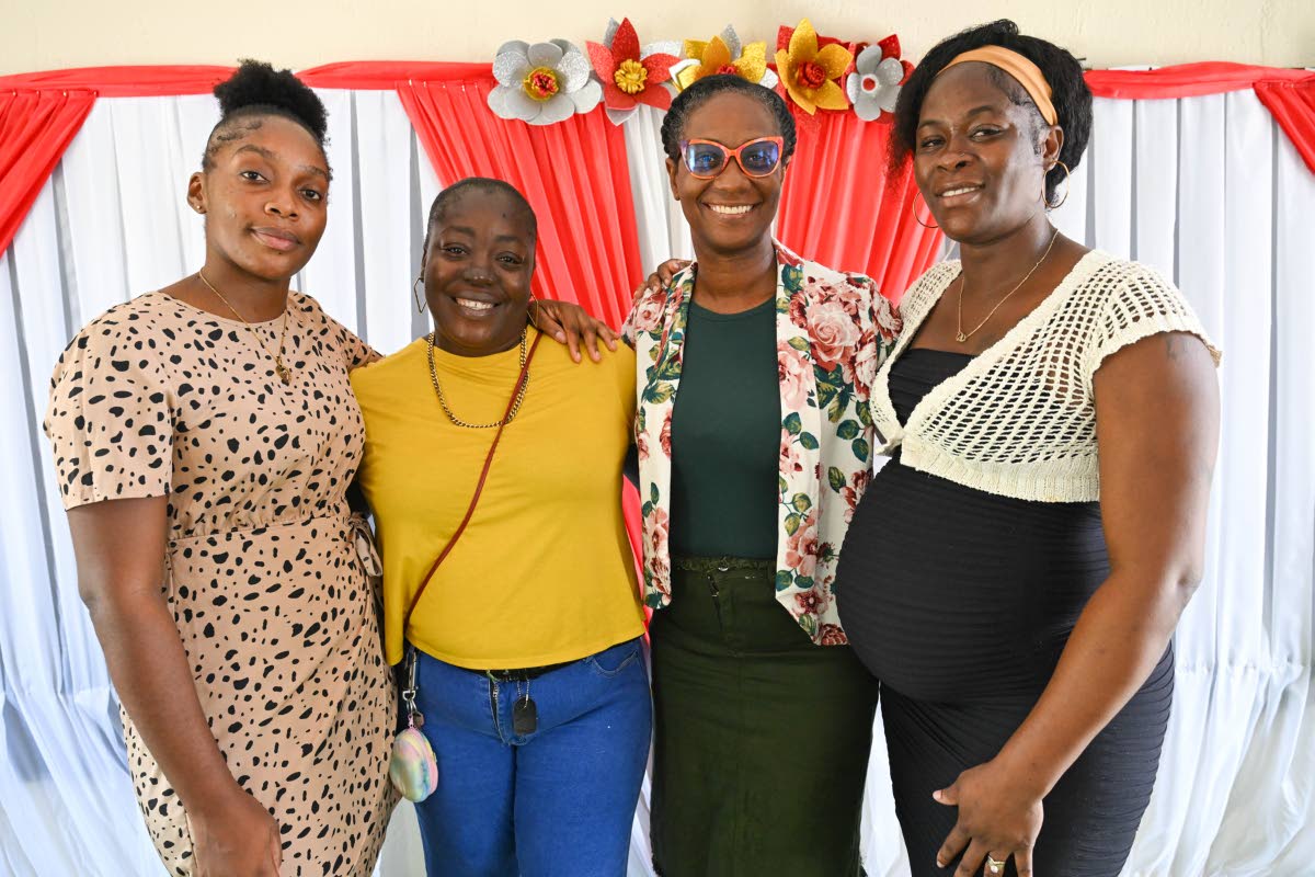 Principal of Bath Primary School in St Thomas, Devmarie Blake-Brown (second right), shares a proud moment with the three mothers she guided to success in the 2026 Caribbean Secondary Education Certificate (CSEC) English A examination. They are (from left) 