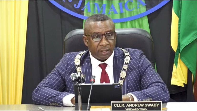 Mayor of Kingston, Andrew Swaby, speaking at the monthly meeting of the Kingston and St Andrew Municipal Corporation on Tuesday, September 8. 