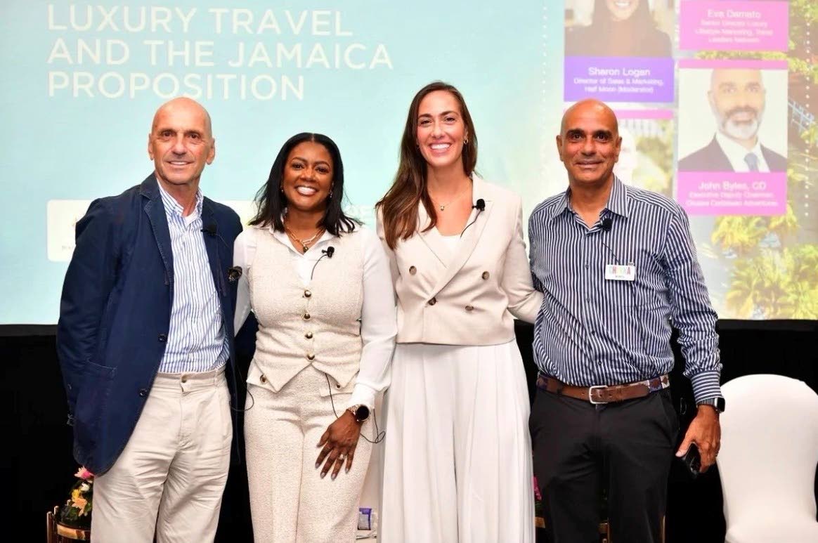 From left: Josef Forstmayr, managing director of Round Hill Hotel; Sharon Logan, director of sales and marketing at Half Moon and moderator; Eva Damato, senior director of Luxury Lifestyle Marketing, Travel Leaders Network; and John Byles, executive deputy