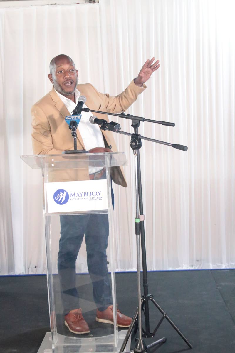 Damian Whylie, general manager of Asset Management at Mayberry Investments Limited, addresses attendees during the Beyond the Portfolio breakfast mingle on September 21. Taking the podium at the Terra Nova All Suite Hotel in St Andrew, Whylie formally pres