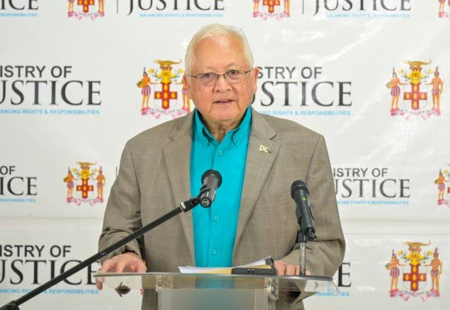 Minister of Justice and Constitutional Affairs, Delroy Chuck, delivering updates during a press briefing on key justice matters at the Ministry's office in St Andrew on Friday, October 2.
