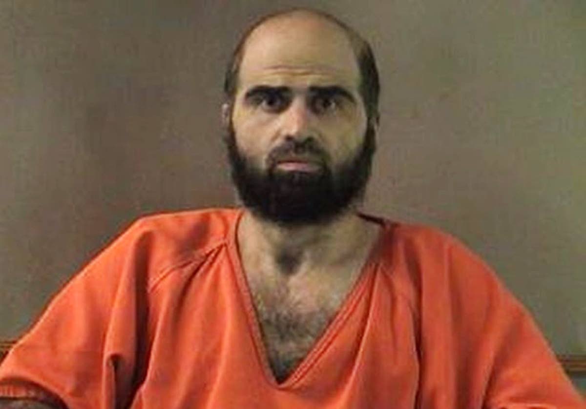 FILE - This undated photo provided by the Bell County Sheriff's Department shows former Army psychiatrist Maj Nidal Hasan. (Bell County Sheriff's Department via AP, File)