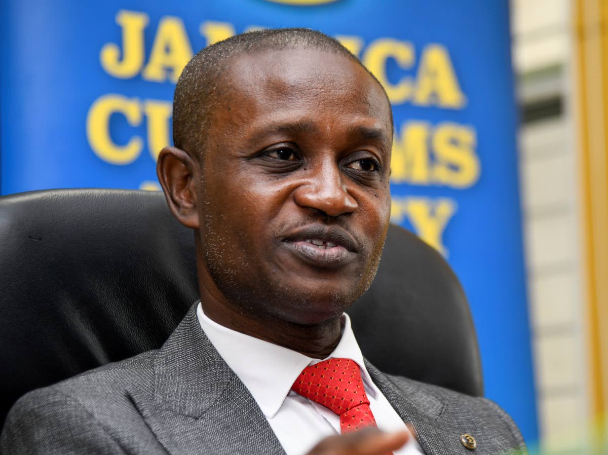 Kirk Benjamin, commissioner of customs at the Jamaica Customs Agency, speaks with The Sunday Gleaner during an interview at his office in Kingston last Monday. 
