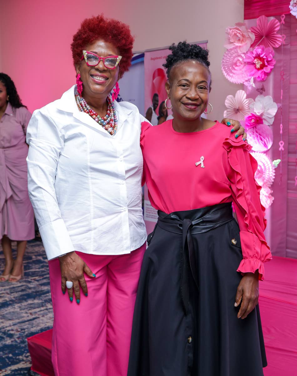 United by a shared commitment to supporting women affected by breast cancer, Sandra Samuels (left), president of Jamaica Reach to Recovery and fellow survivor, stands alongside survivor Jasinth Peddie in a show of solidarity, hope and resilience