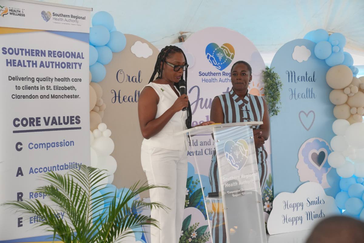 Dr Janique Baldwin-Miller (left), regional psychiatrist, and Dr Shanelle Dempster-Peart, regional dental surgeon, both of the Southern Regional Health Authority (SRHA), outline the expanded services being offered at the Junction Health Centre in St Elizabe