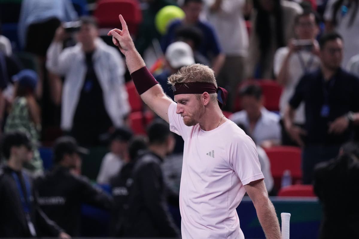 AP 
Spain’s Alejandro Davidovich Fokina celebrates after winning the men’s singles semi-final match against Germany’s Alexander Zverev at the Shanghai Masters tennis tournament in Shanghai, China yesterday.