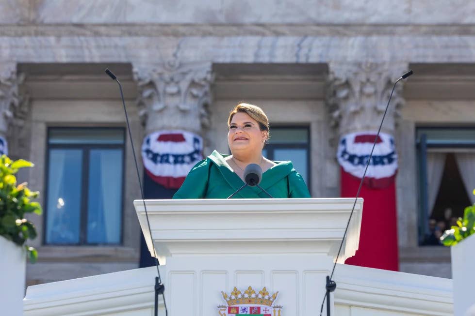Jenniffer González after she was sworn in as governor outside the Capitol in San Juan, Puerto Rico, Januar 2, 2025.
