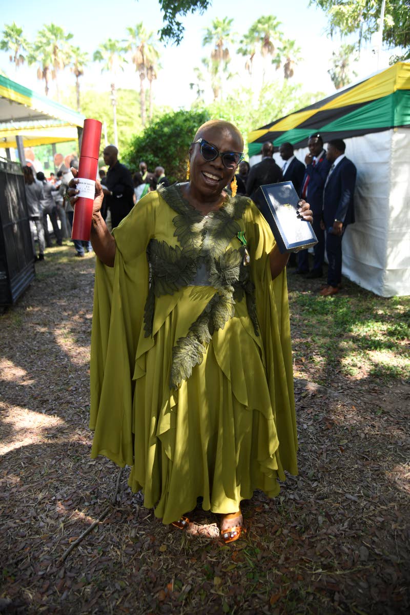 Veteran broadcaster Kerlyn Brown poses for a photograph after being conferred with the Order of Distinction in the Rank of Officer during the National Honours and Awards Ceremony 2026 at King’s House. 