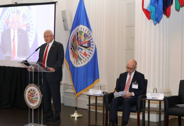 Minister of Justice and Constitutional Affairs, Delroy Chuck, addressing the regional anti-corruption conference, held under the theme, 'The Fight Against Corruption: Addressing a Common Threat to Society and Development', held at the Organization of Ameri