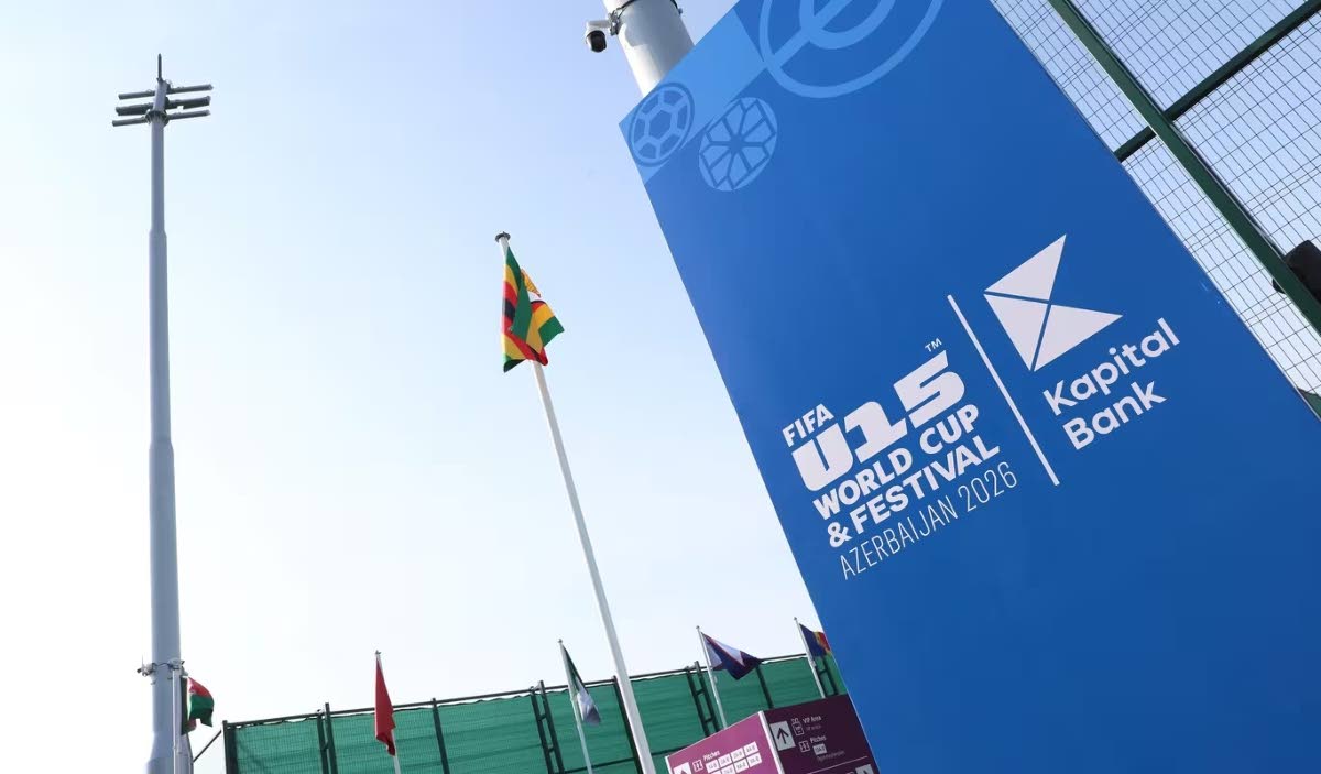 The FIFA U15 World and Festival sign in Baku, Azerbaijan.