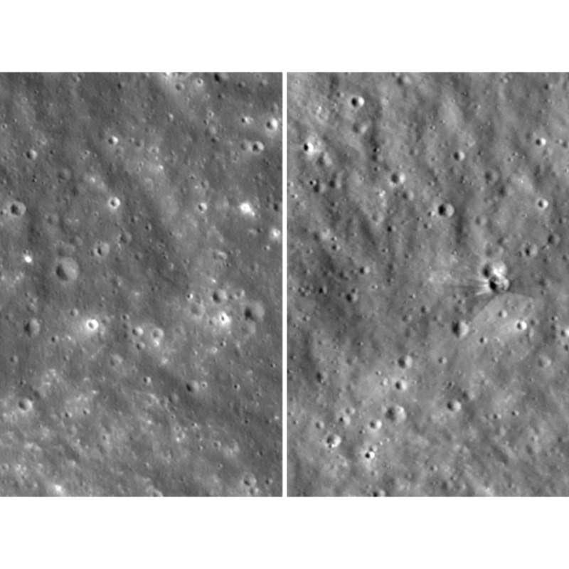 Before-and-after NASA images show crater carved by a SpaceX rocket that slammed into the moon