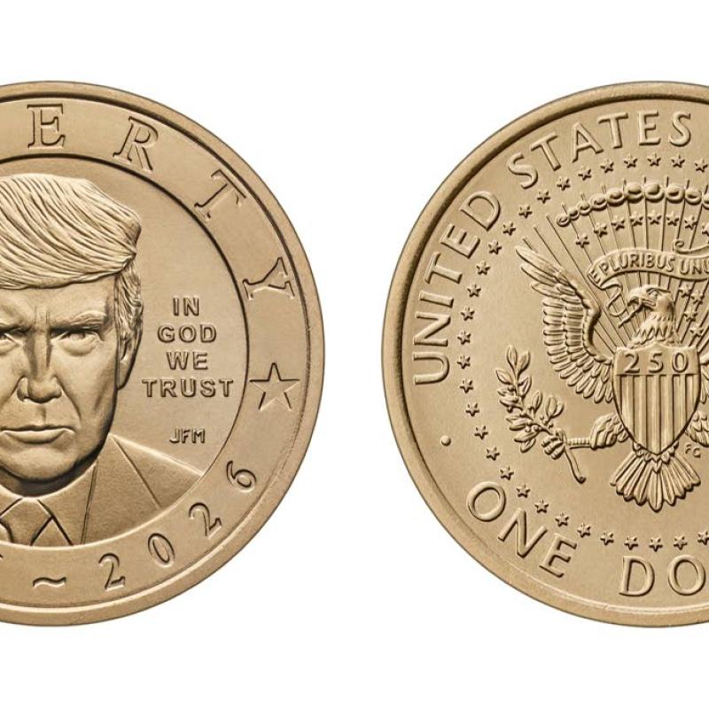 US$1 coin with Trump's face and gold finish now on sale