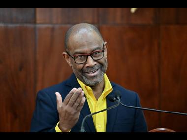 Head of the Meteorological Service, Evan Thompson, speaking at a special Tropical Storm Melissa press briefing at Jamaica House on October 24.