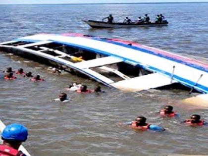 Survivors in the water after the ‘MV Barima’ capsized.