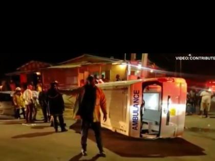 The damaged Negril ambulance after it crashed in March 2023.