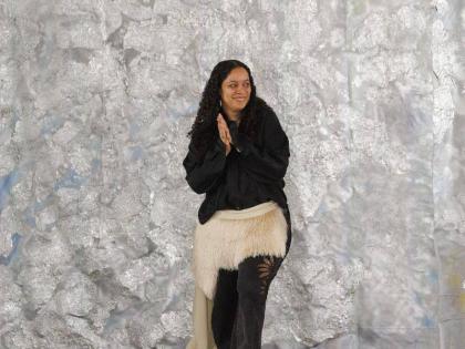 Post-reveal of her new Diotima collection on Monday, designer Rachel Scott greets the audience. The four-year-old brand featured its first New York Fashion Week runway show. 