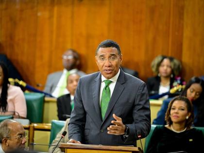 Prime Minister Dr Andrew Holness addressing the ceremony for the opening of the new Parliament and swearing-in of members of the Senate and the House of Representatives at Gordon House on September 18.