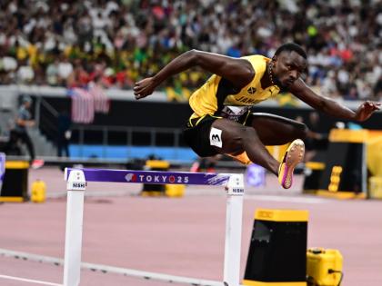 Jamaica’s Assinie Wilson competes in the heats of the men’s 400-metre hurdles qualifiers on day three of the Tokyo World Athletics Championships at the Japan National Stadium, Tokyo, Japan, on Monday, September 15.