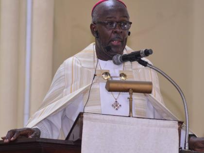 Bishop Leon Golding preaching at his enthronement as Anglican Bishop of Jamaica and the Cayman Islands at the Cathedral of St Jago de la Vega in Spanish Town, the oldest Anglican church outside of the United Kingdom, on September 28, 2025. 