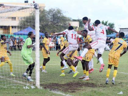 Action from the Glenmuir High versus Garvey Maceo High daCosta Cup Zone I match on Tuesday, September 30.  Glenmuir won 4 - 0 