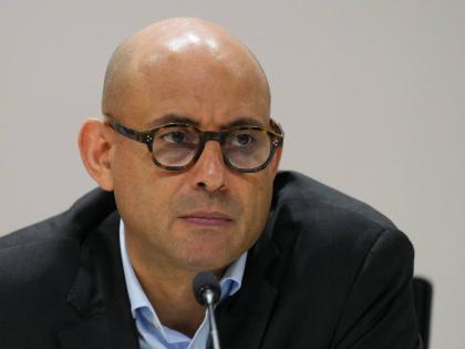 Simon Stiell, United Nations climate chief, speaks during a news conference at the COP30 UN Climate Summit, Saturday, November 22, 2025, in Belem, Brazil.