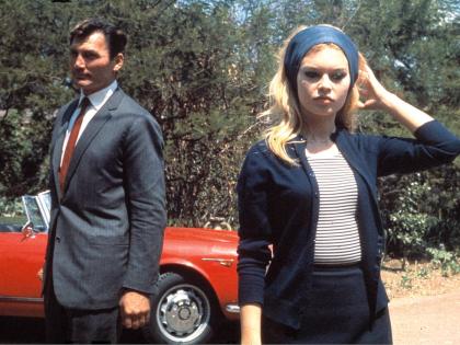 French actress Brigitte Bardot with actor Jack Palance during filming of the movie ‘Le Mepris” aka ‘Contempt’, by Jean-Luc Godard, in Rome, Italy, in May 1963. 