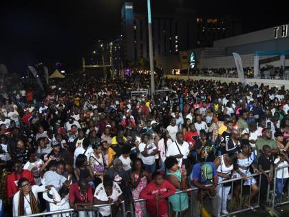 A section of the large crowd which turned out to enjoy the performances and the fireworks at midnight at Fireworks on the Waterfront  held on December 31, 2024 on the Kingston Waterfront. 