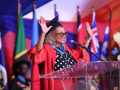 Queen of Reggae Marcia Griffiths was conferred with the honorary Doctor of Letters degree by The University of the West Indies (UWI), Mona, during the institution’s graduation exercise on Saturday at the campus.