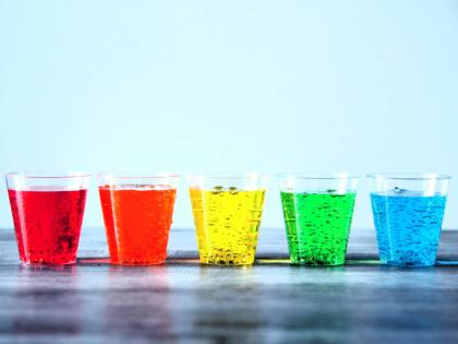This stock photo shows an assortment of sugary drinks