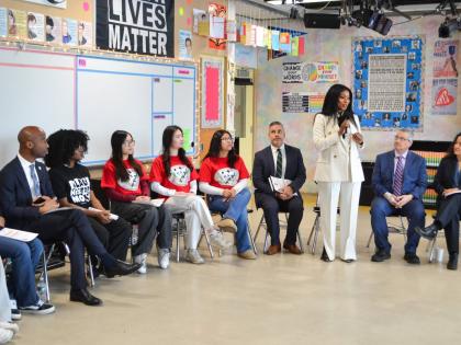 
Dr Rushell White making a presentation as superintendent in the New York City Department of Education. 