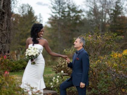 The couple had originally planned a large celebration in Jamaica, but following Hurricane Melissa, they chose an intimate ceremony last November at Elizabeth Park in West Hartford, Connecticut.