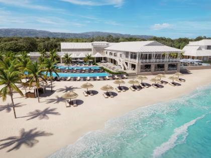 An aerial rendering of Sandals Montego Bay, showcasing uninterrupted ocean views and a reimagined beachfront experience.