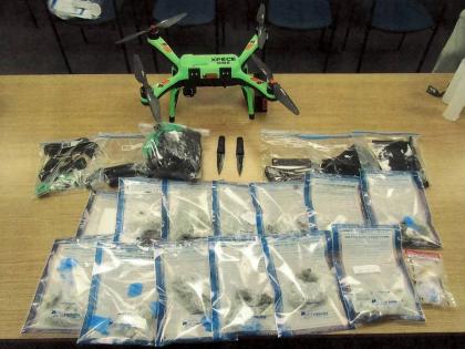 This photo provided by the New York State Department of Correction and Community Supervision shows contraband and the drone that was used to deliver them displayed at Marcy Correctional Facility, Saturday, March 14, 2026, in Marcy, N.Y. 