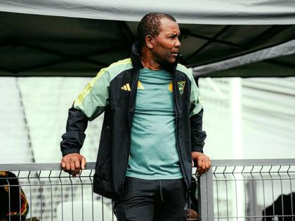 Reggae Boyz coach Rudolph Speid watches his charges during a training session ahead of their Intercontinental Play-off final against the Democratic Republic of Congo.