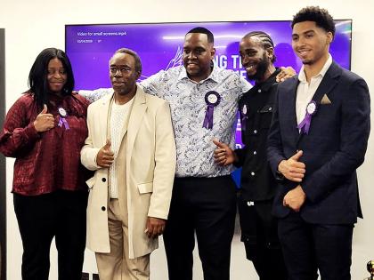 Michael Pusey MBE (centre) is pictured with other TTIP candidates, Valencia Dawson (left) - South Norwood, Trevor Davy - Thornton Heath, Corey Williams - New Addington North and Jason Brown - South Norwood, at the launch of his Mayor of Croydon campaign.