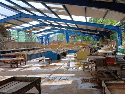 A section of the Claremont Market remains roofless months after Hurricane Melissa.